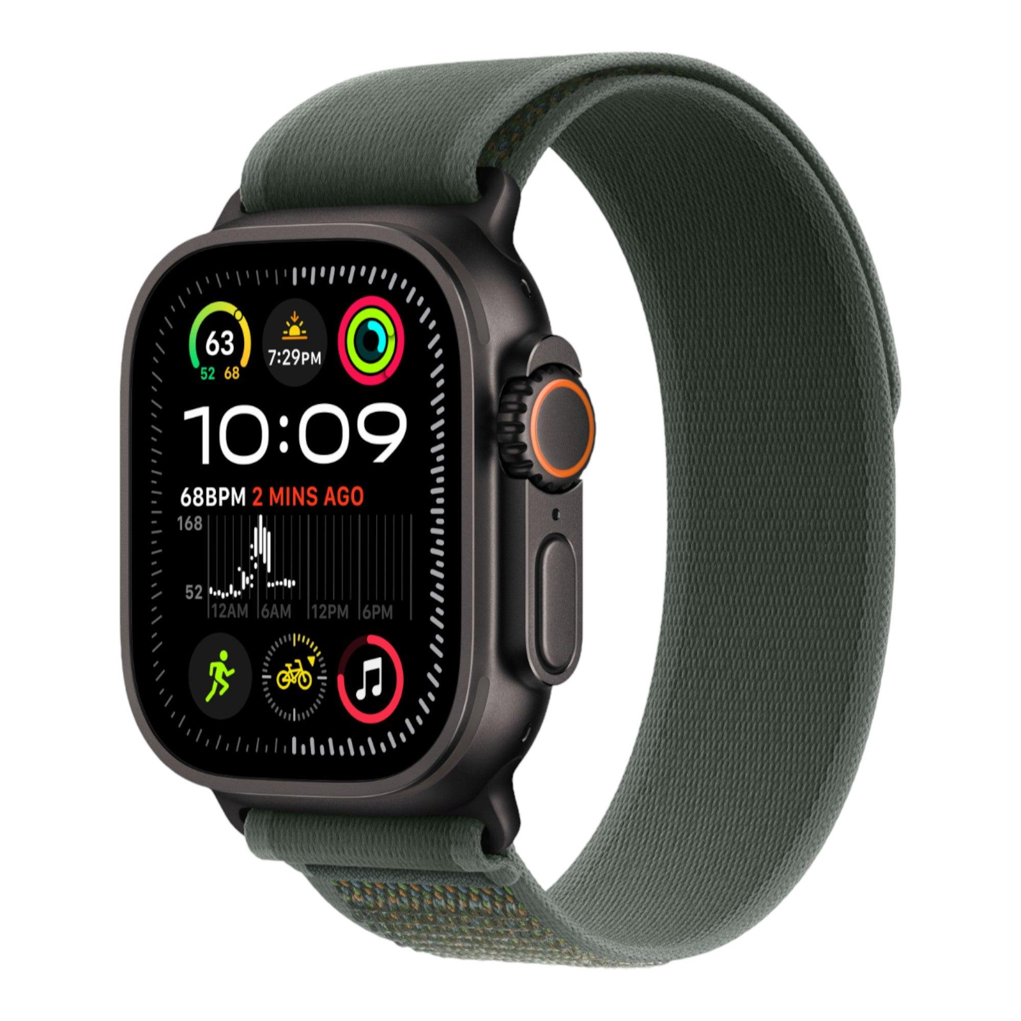 Apple Watch Ultra 2 GPS + Cellular, 49mm Black Titanium Case with Dark Green Alpine Loop - Medium - alAsil